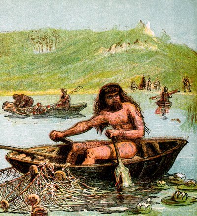 An Ancient Briton in His Boat by Unbekannt