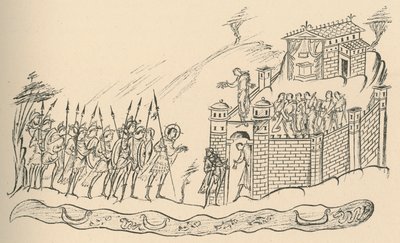 Anglo-Saxon Warriors Approaching a Fort by Unbekannt