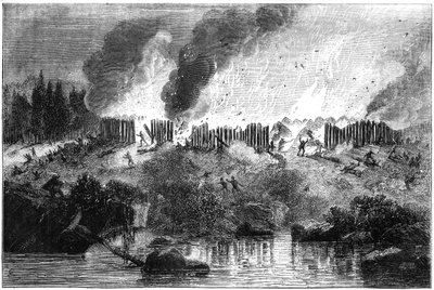 Attack on the Pequot Fort by Unbekannt