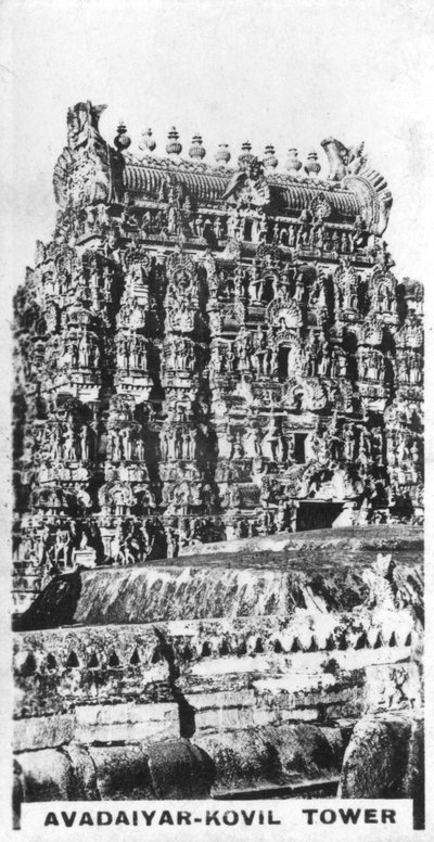 Avadaiyar-Kovil tower, Avadaiyarkovil, Tamil Nadu, India, c1925 by Unbekannt