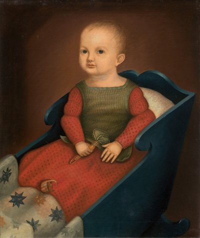 Baby in Blue Cradle by Unbekannt