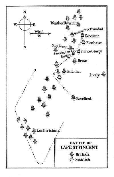Battle of Cape St Vincent, 1797 by Unbekannt