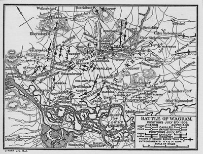 Battle of Wagram, positions July 5th 1809 by Unbekannt