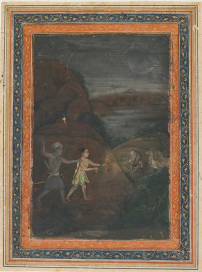 Bhils Hunting Deer at Night by Unbekannt