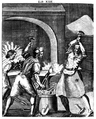 Blacksmiths at work, 1715 by Unbekannt