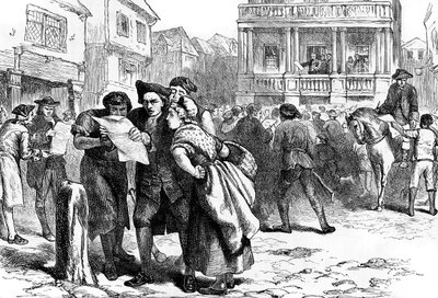 Bostonians Reading the Stamp Act by Unbekannt