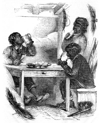 Boy chimney sweeps eating their evening meal by Unbekannt