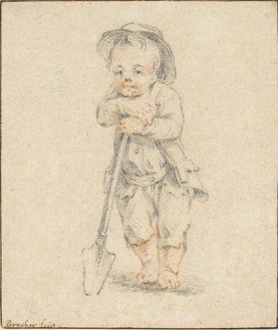 Boy Leaning on a Spade by Unbekannt