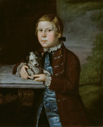 Boy of Hallett Family with Dog by Unbekannt