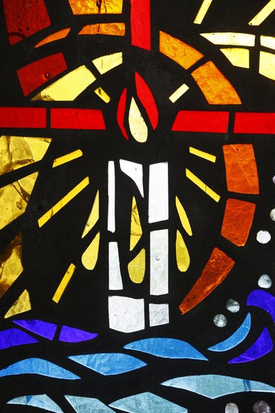 Candle depicted on stained glass, Lome, Togo by Unbekannt