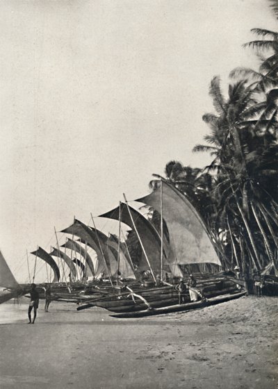 Ceylonese Fishing Boats with Outriggers by Unbekannt