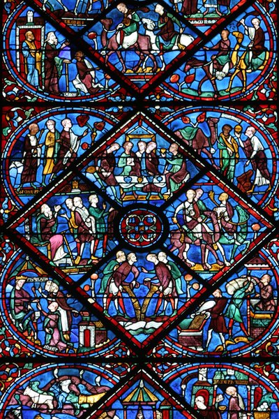 Chartres cathedral: stained glass window, Chartres, France by Unbekannt