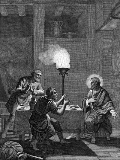 Christ and the two disciples at Emmaus by Unbekannt