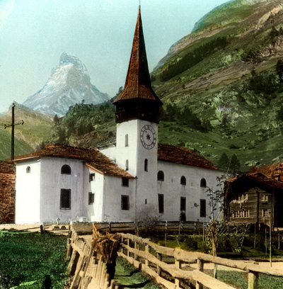 Church and Matterhorn, Zermatt, Switzerland by Unbekannt
