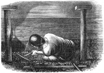 Coal miner working a narrow seam by Unbekannt