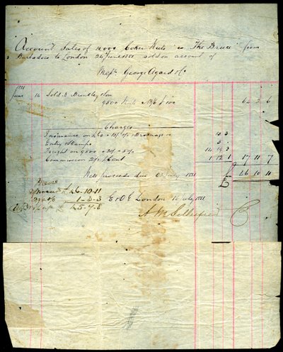 Coconut sales receipt, Barbados to London by Unbekannt