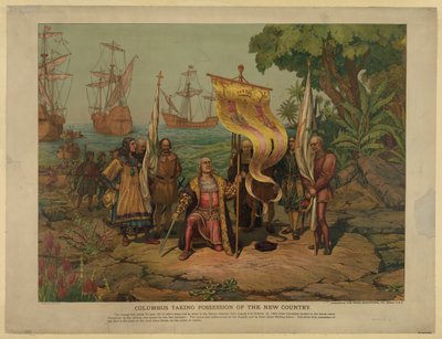 Columbus taking possession of the new country by Unbekannt
