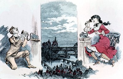 Courting by telephone across Paris, 1883 by Unbekannt