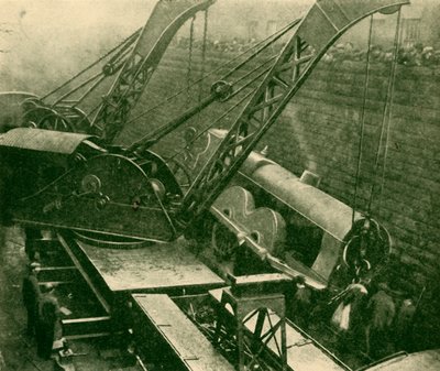 Cranes At Work After An Accident by Unbekannt