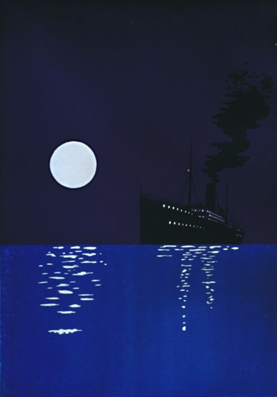Cruise Ship at Sea in Moonlight, 1909 by Unbekannt