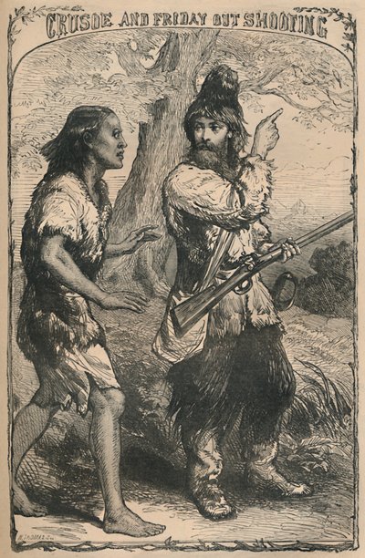 Crusoe and Friday Out Shooting, c1870 by Unbekannt