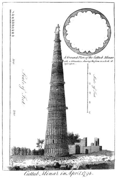 Cuttub Minar in April 1794, 1799 by Unbekannt