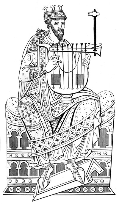 David playing the lyre, 10th century by Unbekannt