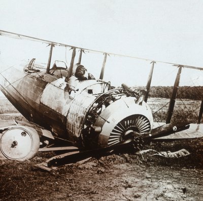 Dead pilot in downed Salmson plane, c1914-c1918 by Unbekannt