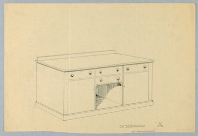 Design for Sideboard A of Mahogany, 1900–05 by Unbekannt