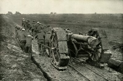 Dragging the Guns to New Advance Positions, 1919 by Unbekannt