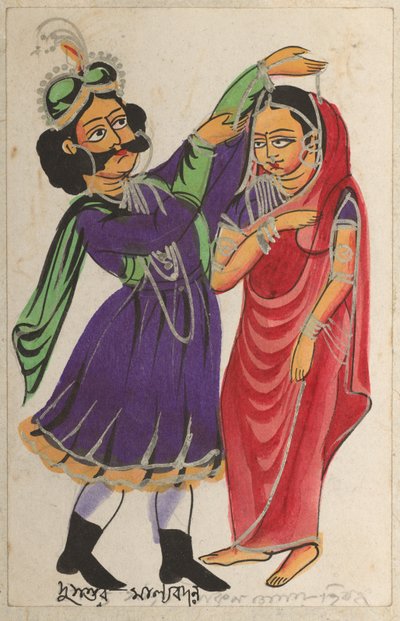 Dusmanta Garlanding Shakumtala, 1800s by Unbekannt