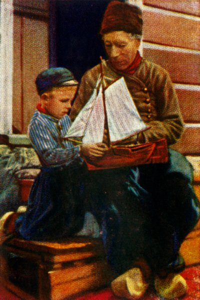 Dutch father and son in traditional dress by Unbekannt