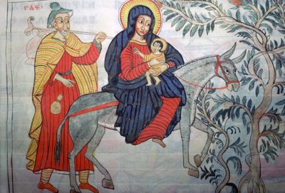 Ethiopian illustration of the Flight into Egypt by Unbekannt
