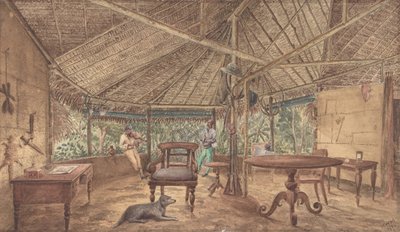 European Men in an African Jungle Lodge by Unbekannt