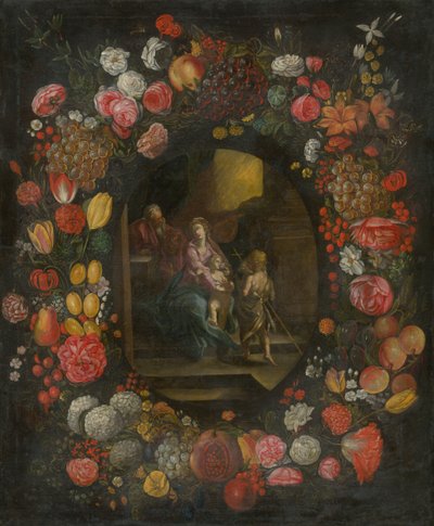 Family in a Flower and Fruit Garland by Unbekannt