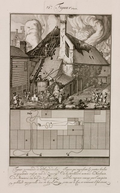 Fire at a soap factory, Amsterdam, Holland by Unbekannt
