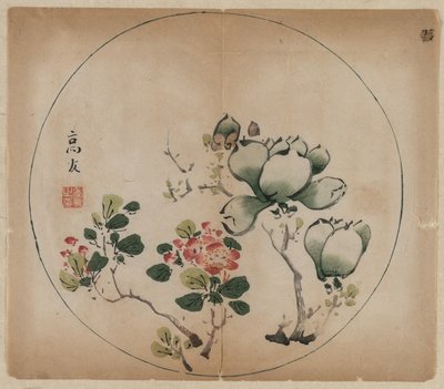 Flowering Magnolia and Peach Blossoms by Unbekannt