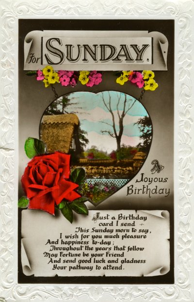 For Sunday, Birthday Card by Unbekannt