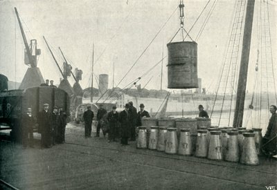 French Milk Being Landed at Southampton, 1902 by Unbekannt