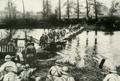 French Troops Crossing a River by Unbekannt