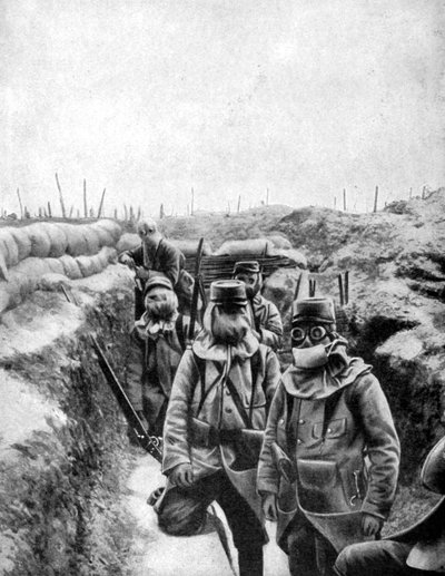 French Soldiers in Improvised Gas Masks by Unbekannt