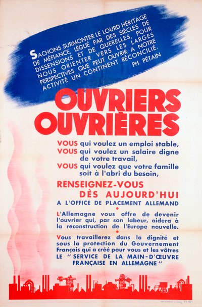 French workers for Germany poster, c1942-1944 by Unbekannt