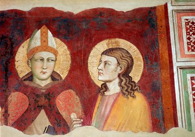 Fresco of a bishop, 14th century by Unbekannt