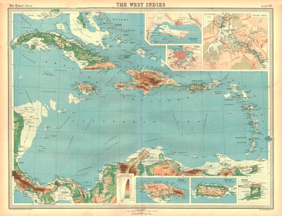 Geographical Map of the West Indies by Unbekannt