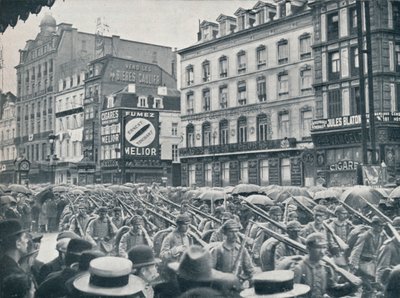 German Infantry Entering Brussels in the Rain by Unbekannt