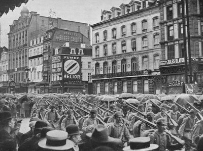 German Infantry Entering Brussels in the Rain by Unbekannt