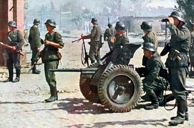 German infantrymen with light field artillery, Russia, 1943 by Unbekannt