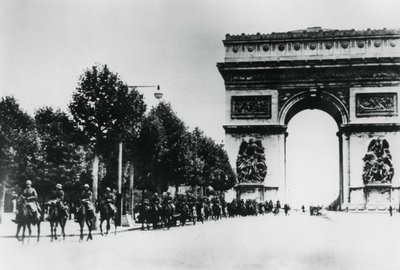 German Soldiers Marching Through Paris, 14 June 1940 by Unbekannt