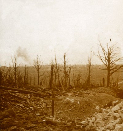 Graves and bombardment, Fleury, France, c1914-c1918 by Unbekannt