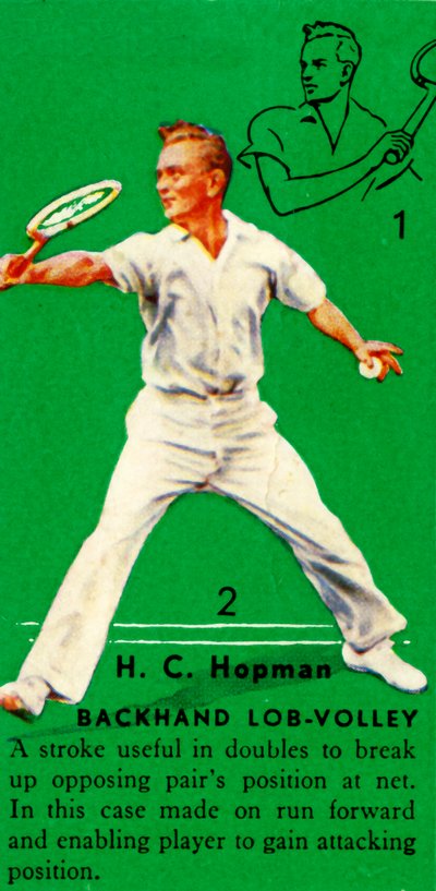 H. C. Hopman - Backhand Lob-Volley, c1935 by Unbekannt